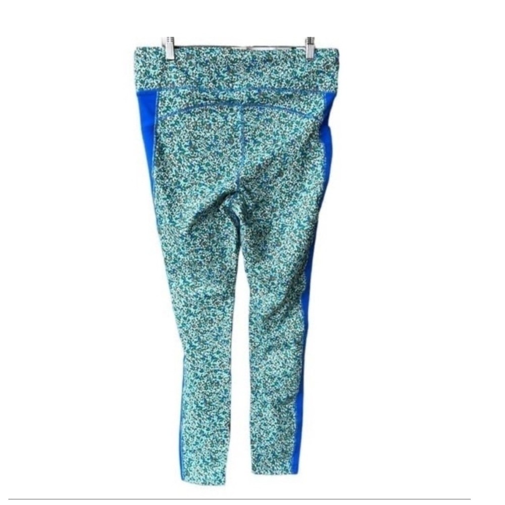 Lands' End Leggings Pants Floral Active Blue Green Pockets Athleisure Size Large - Picture 2 of 8